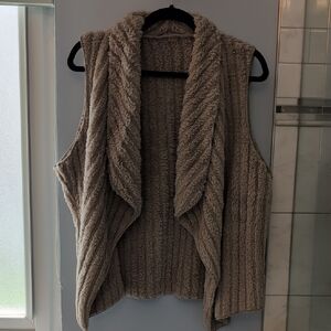 SHEIN Tan Sleeveless Cable Knit Cardigan